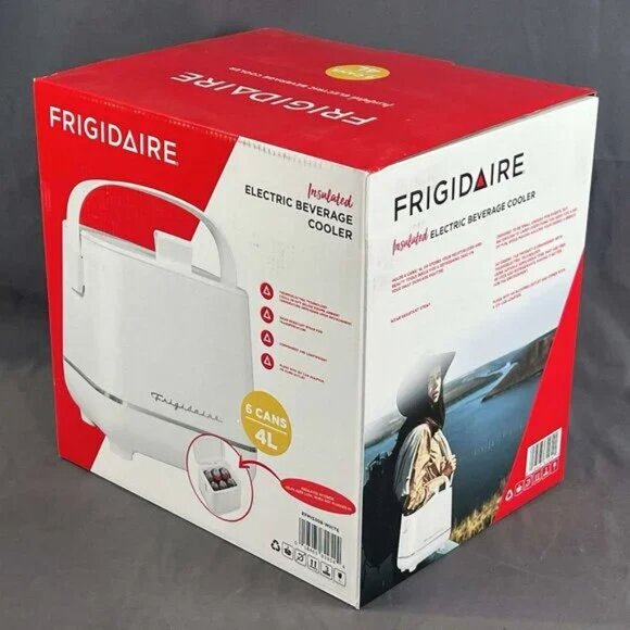 Frigidaire Top Opening White 6-Can Insulated Mini-Fridge/Cooler. NIP - Picture 7 of 9